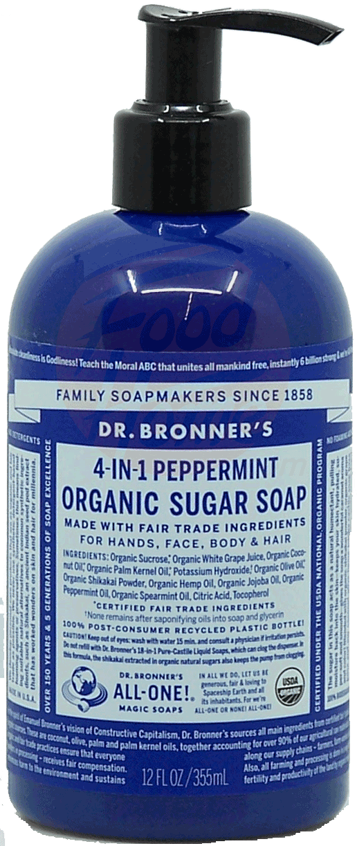 Dr. Bronner's Magic Family Soapmakers 4-in-1 peppermint organic sugar soap Full-Size Picture